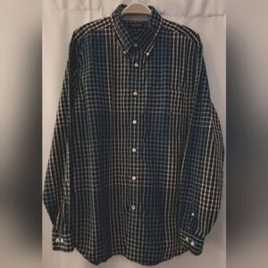 Nautica Mens Plaid Colorblock Button-Up Long Sleeve Shirt 100% Cotton Size L